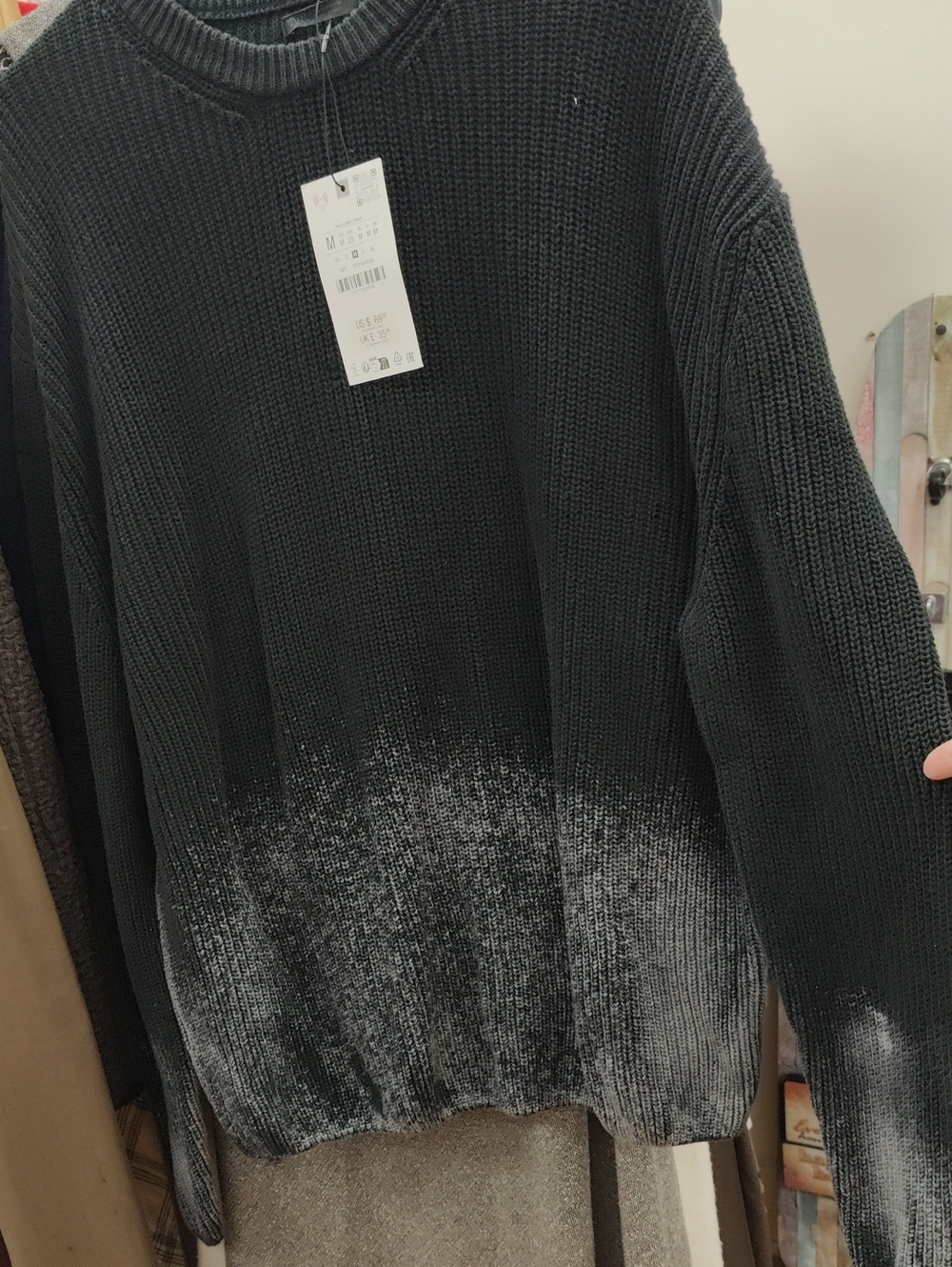 Zara Black to White Ombre Knit Men's Sweater